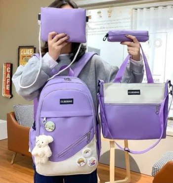 4 In 1 Ladies Bag Pack Set, School College Bag