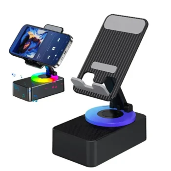 Prime Picks 3IN1 Bluetooth Speaker | Powerbank | Phoneholder | Kisonli M-2 Portable Bluetooth Speaker With Mobile Stand | 3 In 1 360° Foldable Portable Mobile Phone Holder With RGB Light Speaker |